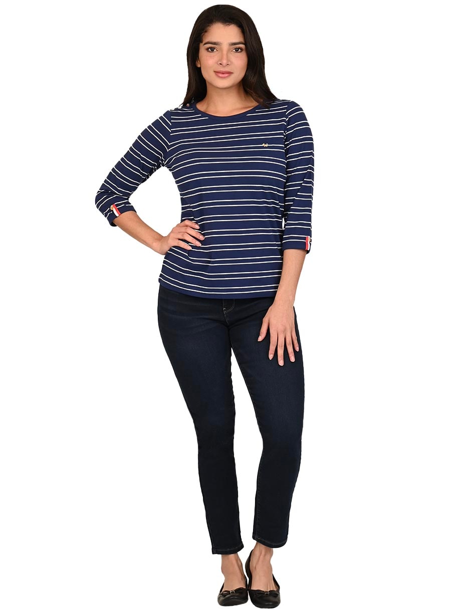 Playera manga 3/4 cuello redondo para mujer 2