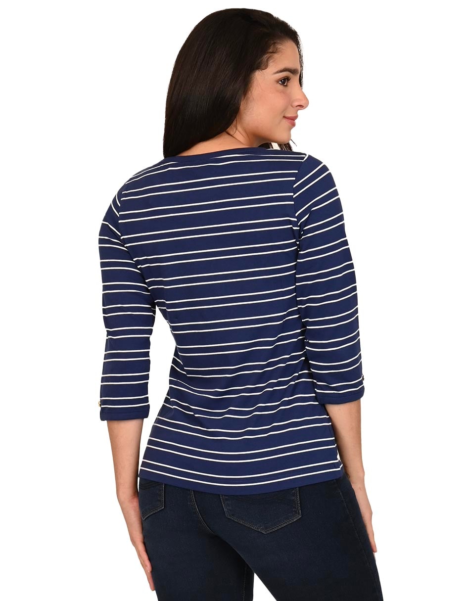 Playera manga 3/4 cuello redondo para mujer 3