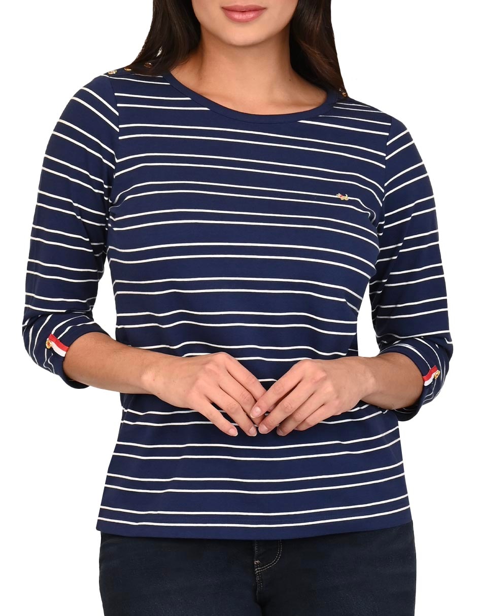Playera manga 3/4 cuello redondo para mujer 4