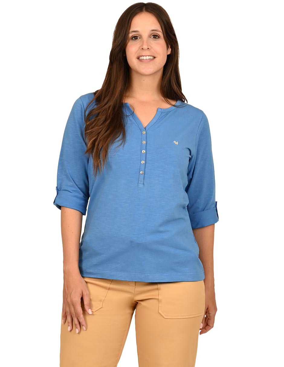 Playera manga 3/4 cuello redondo para mujer