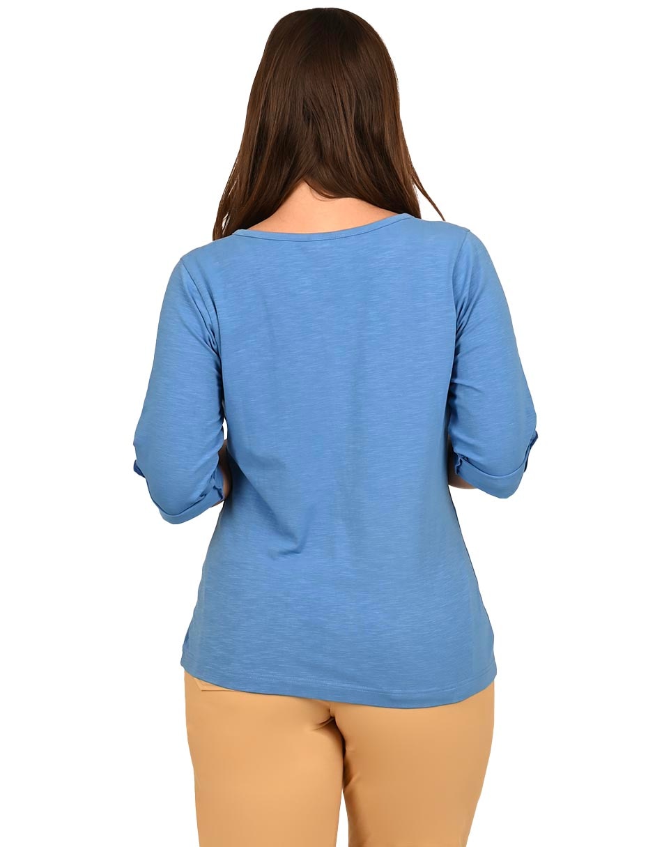 Playera manga 3/4 cuello redondo para mujer 3