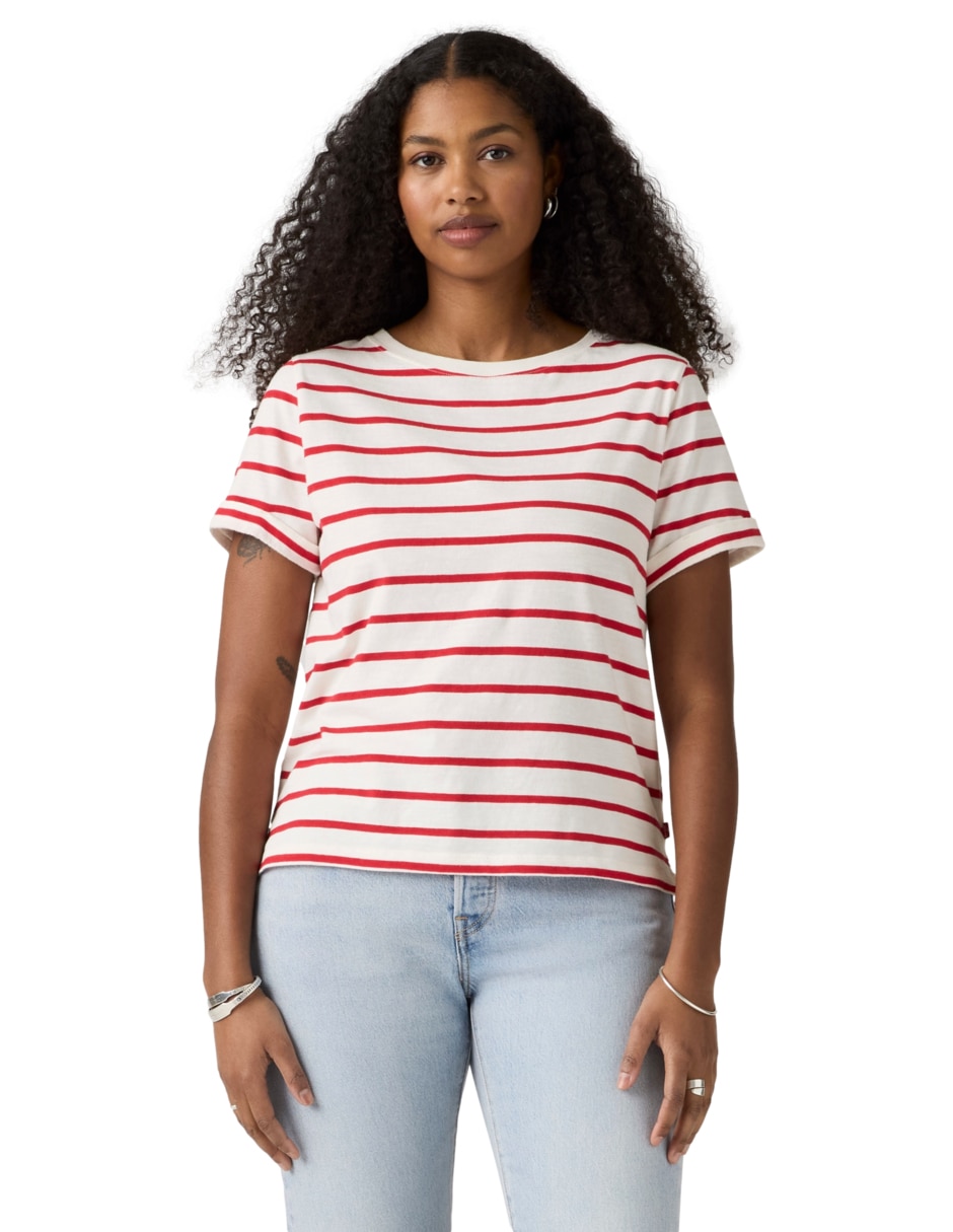 Playera manga corta cuello redondo para mujer