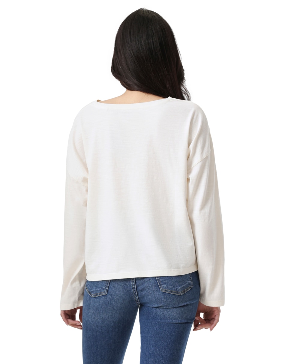 Playera manga larga cuello redondo para mujer 3