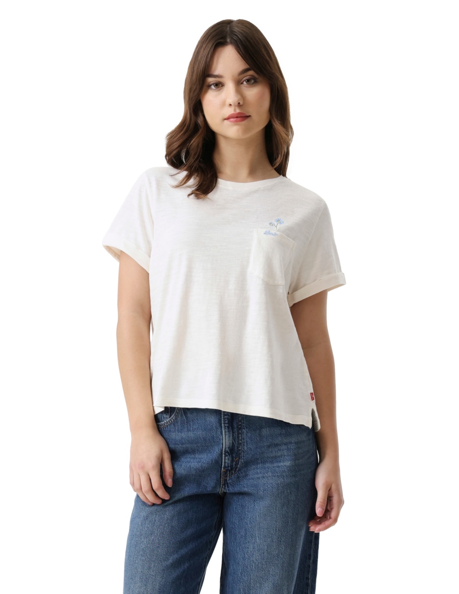Playera manga corta cuello redondo para mujer