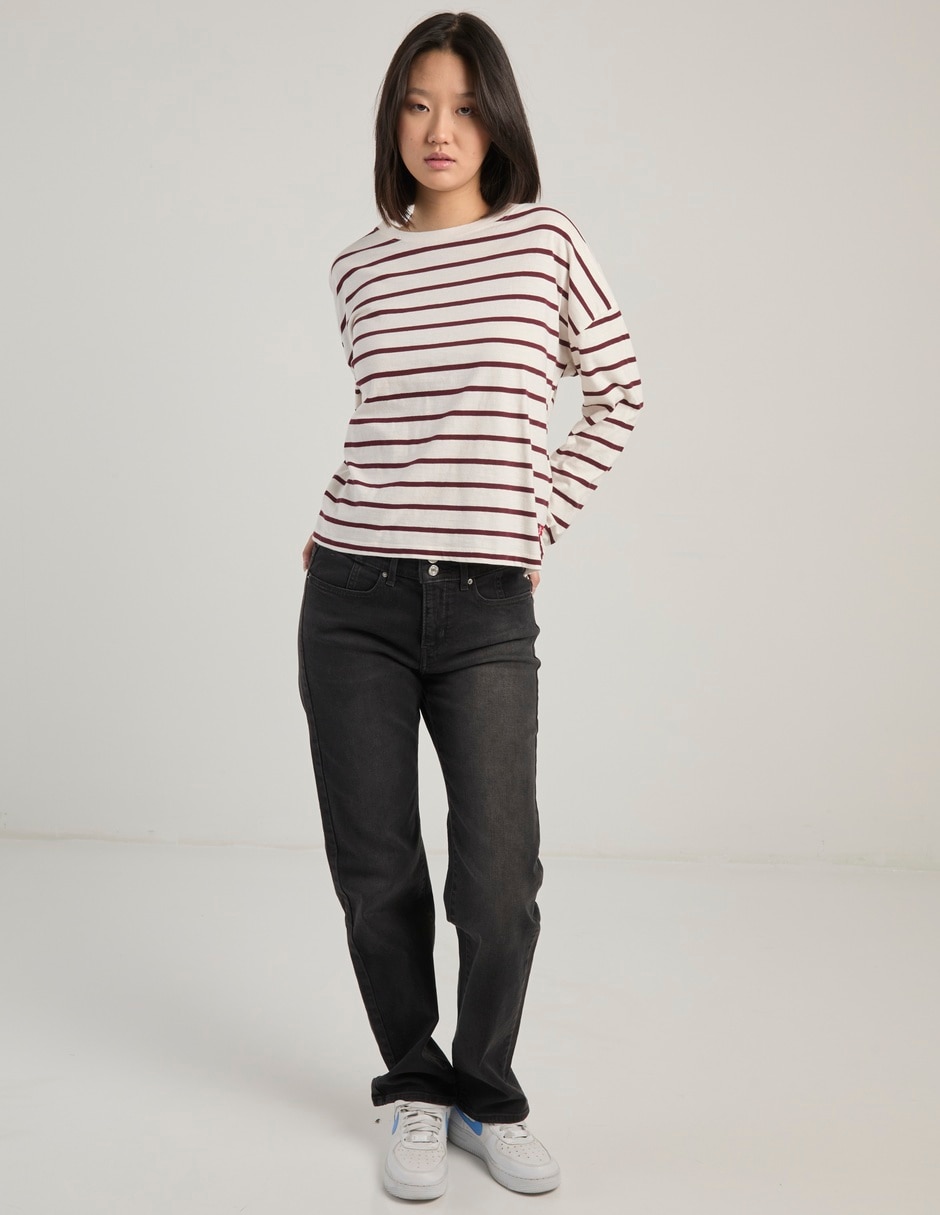 Playera manga larga cuello redondo para mujer 3