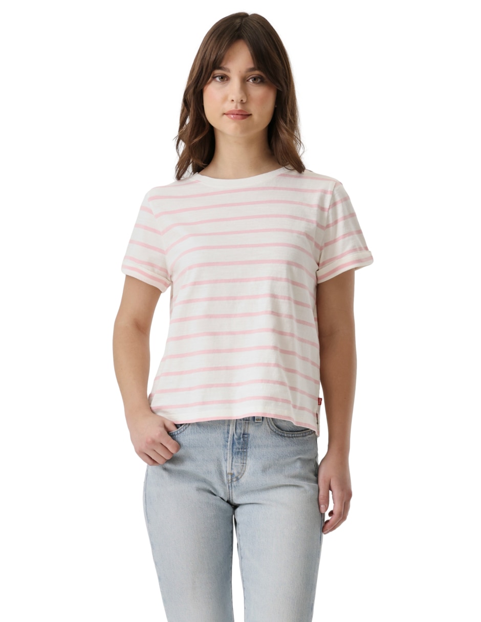 Playera manga corta cuello redondo para mujer