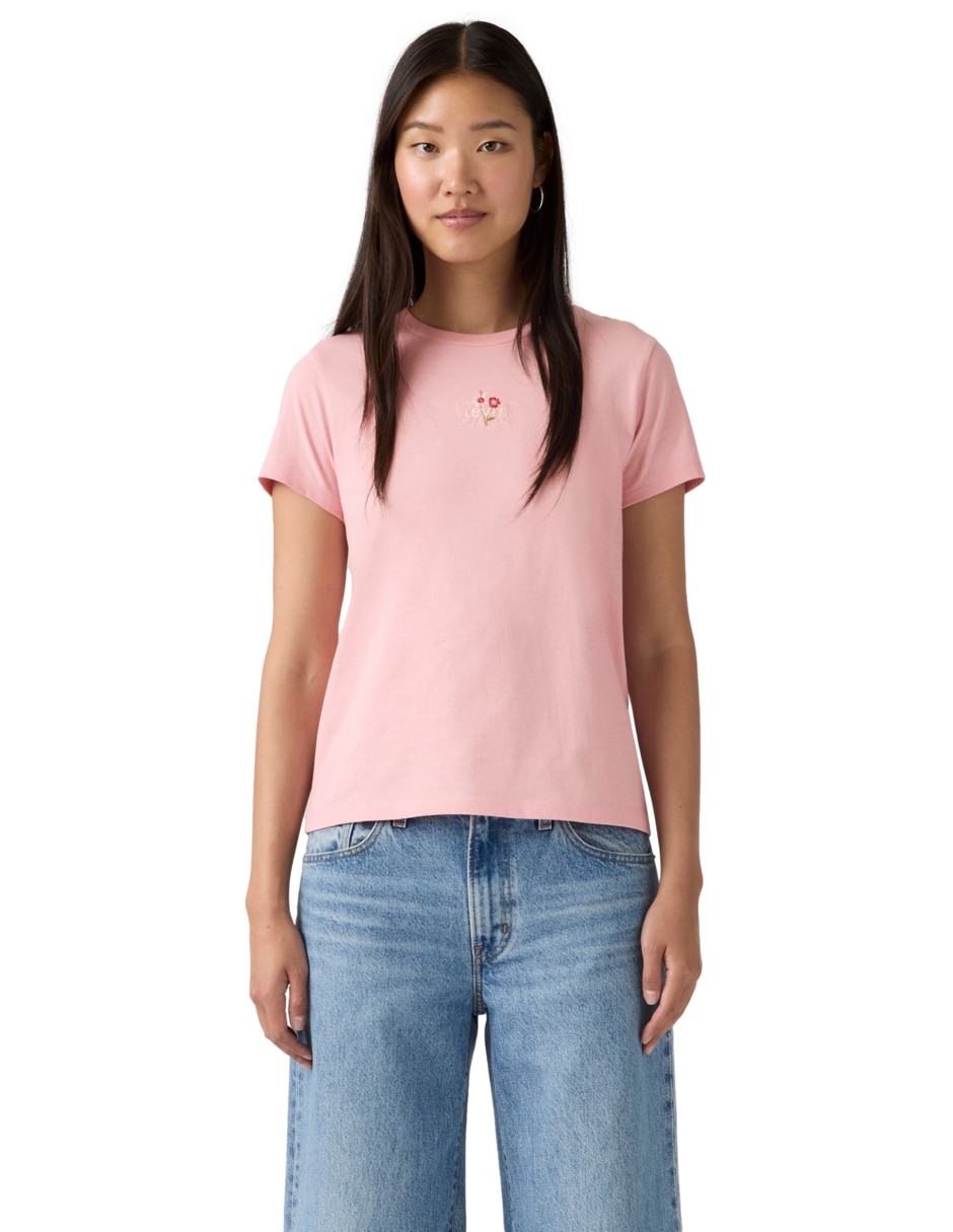 Playera manga corta cuello redondo para mujer