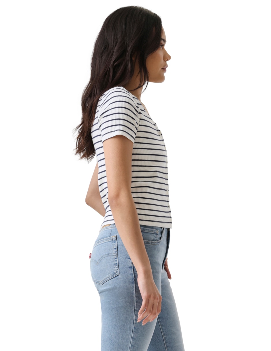 Playera manga corta cuello V para mujer 2
