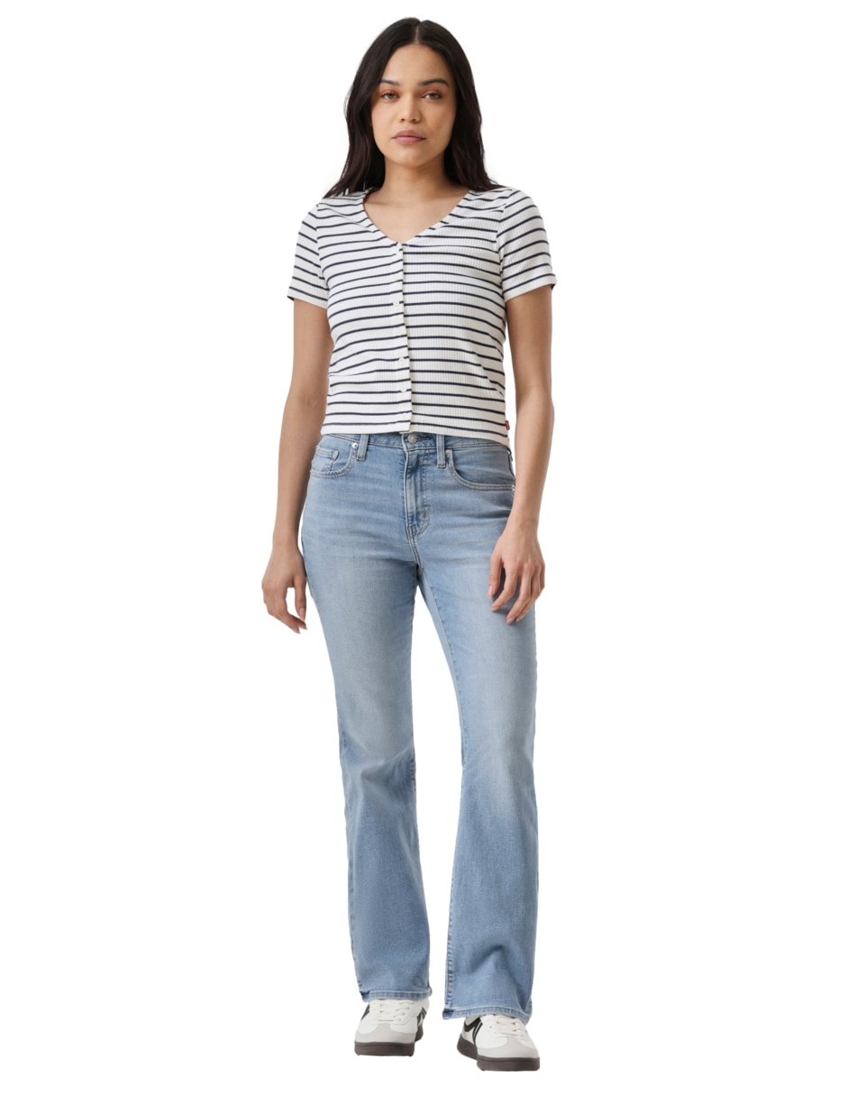 Playera manga corta cuello V para mujer 4