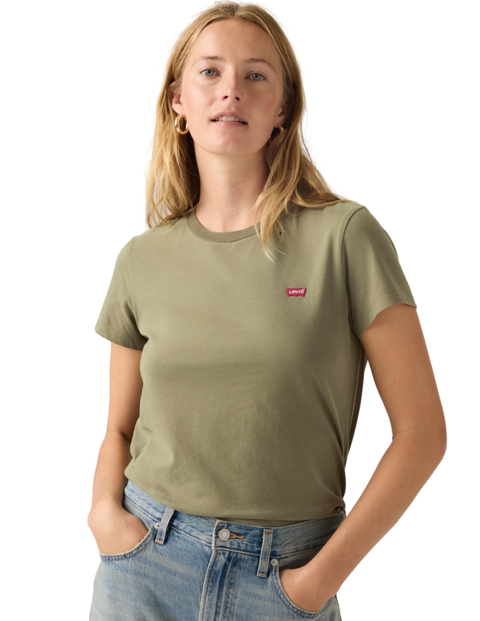 Playera manga corta cuello redondo para mujer