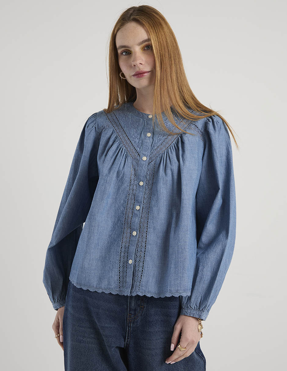 Blusa manga larga para mujer