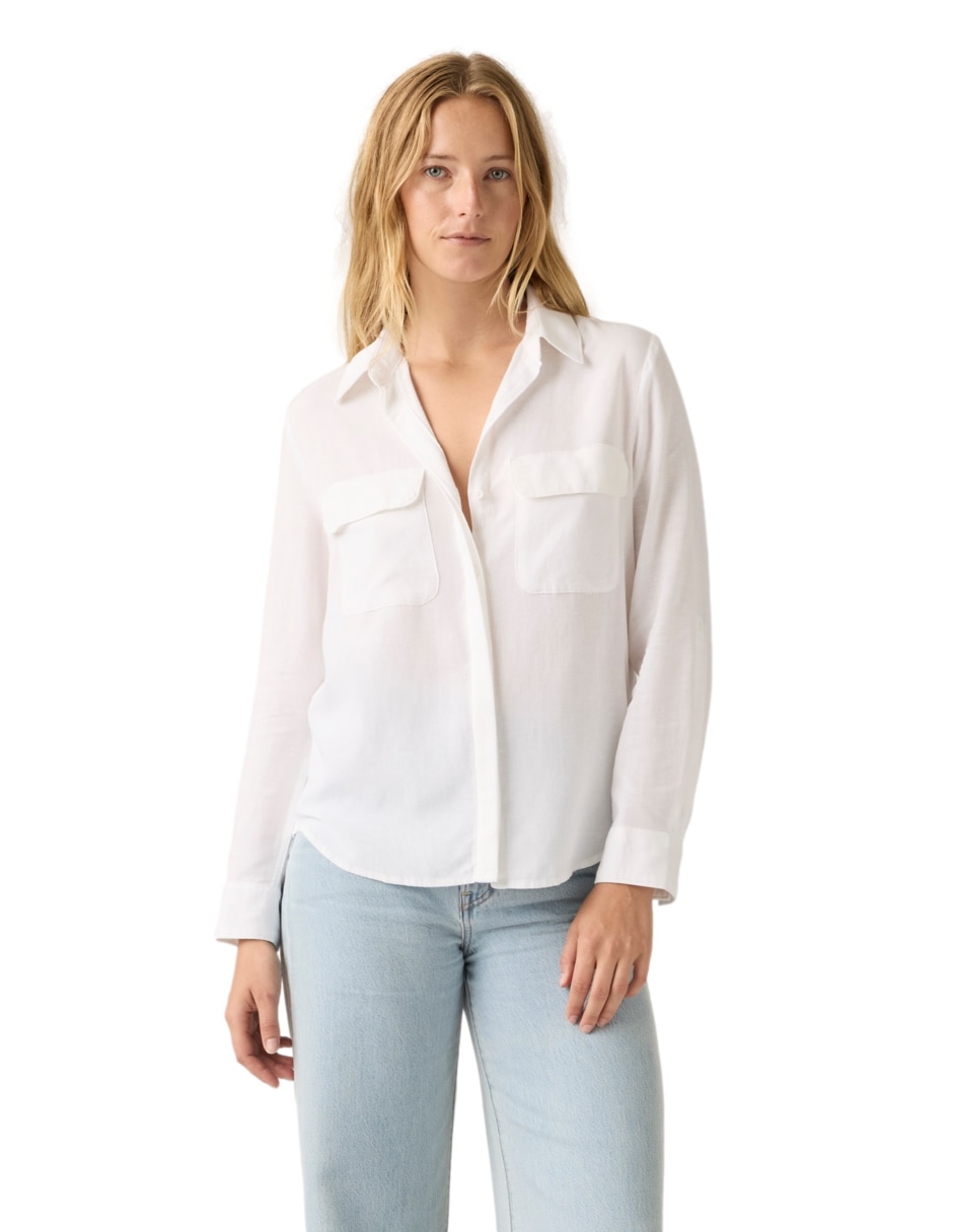 Blusa camisera manga larga para mujer
