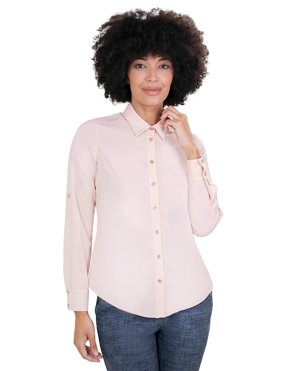 Blusa camisera manga larga para mujer