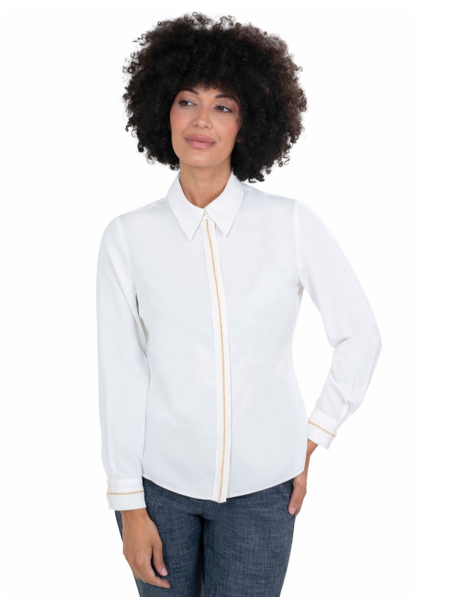 Blusa camisera manga larga para mujer