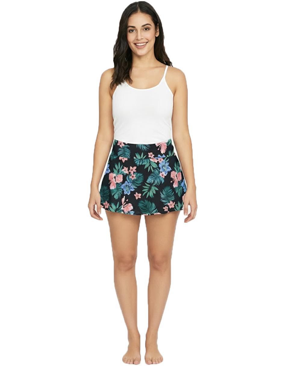 Falda short estampado floral a la cintura para mujer