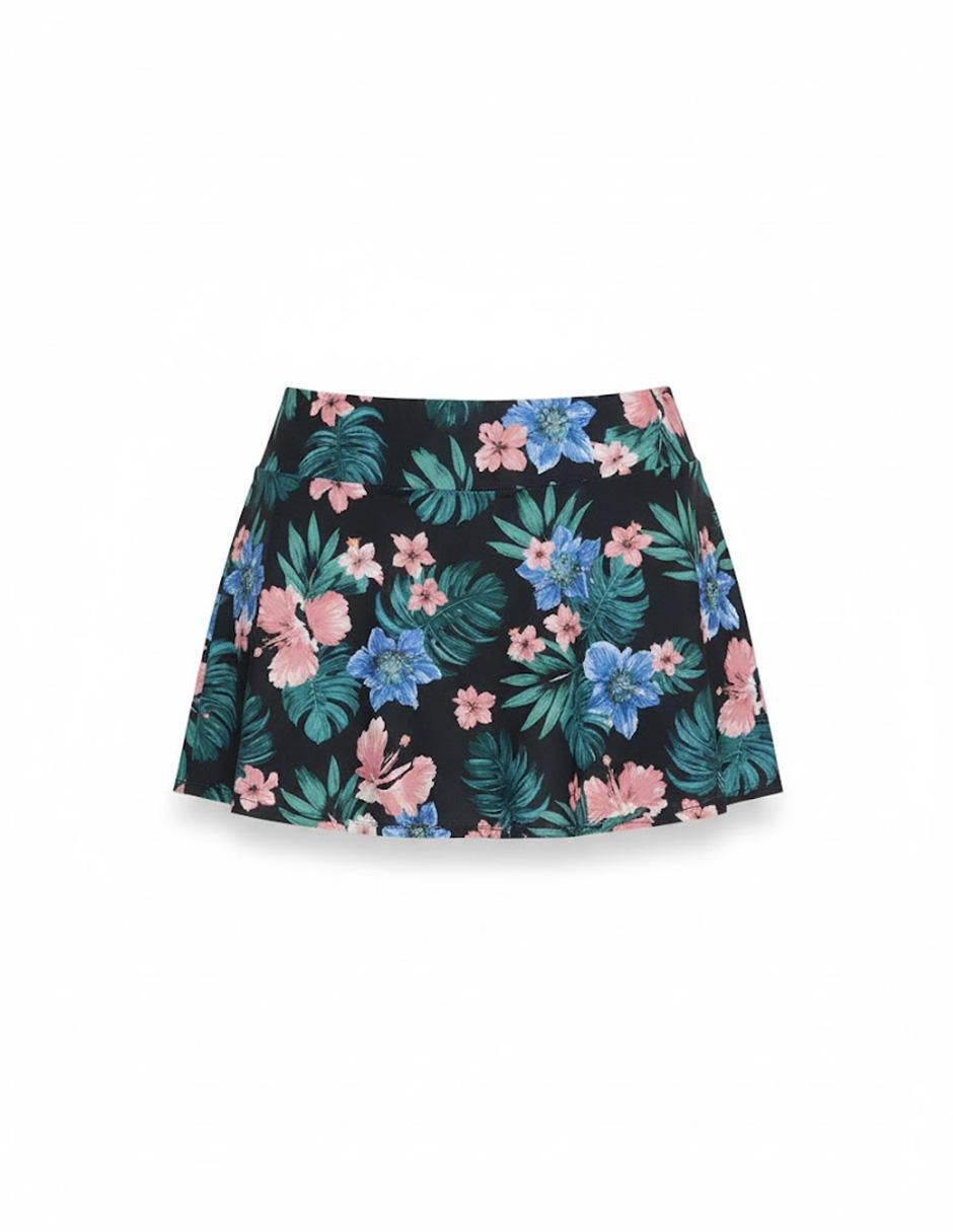 Falda short estampado floral a la cintura para mujer 2