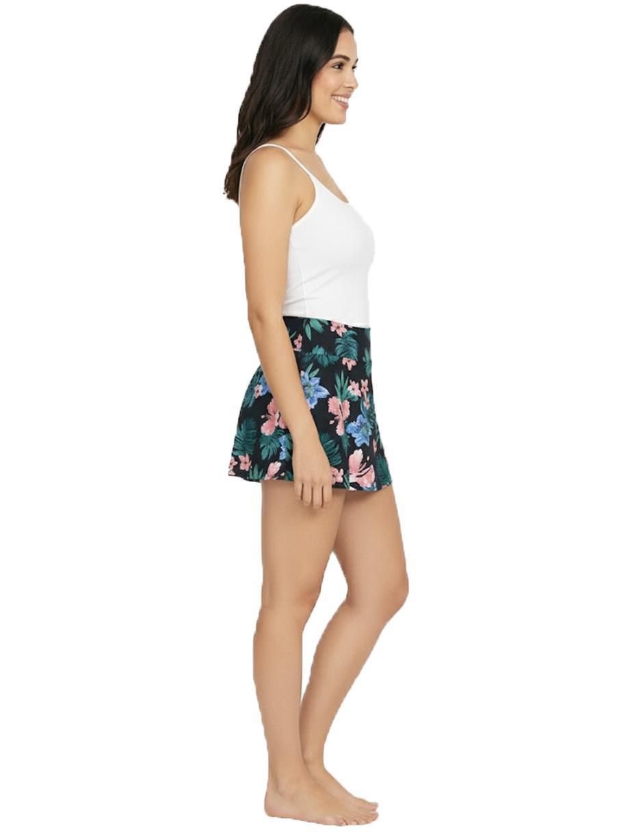Falda short estampado floral a la cintura para mujer 3