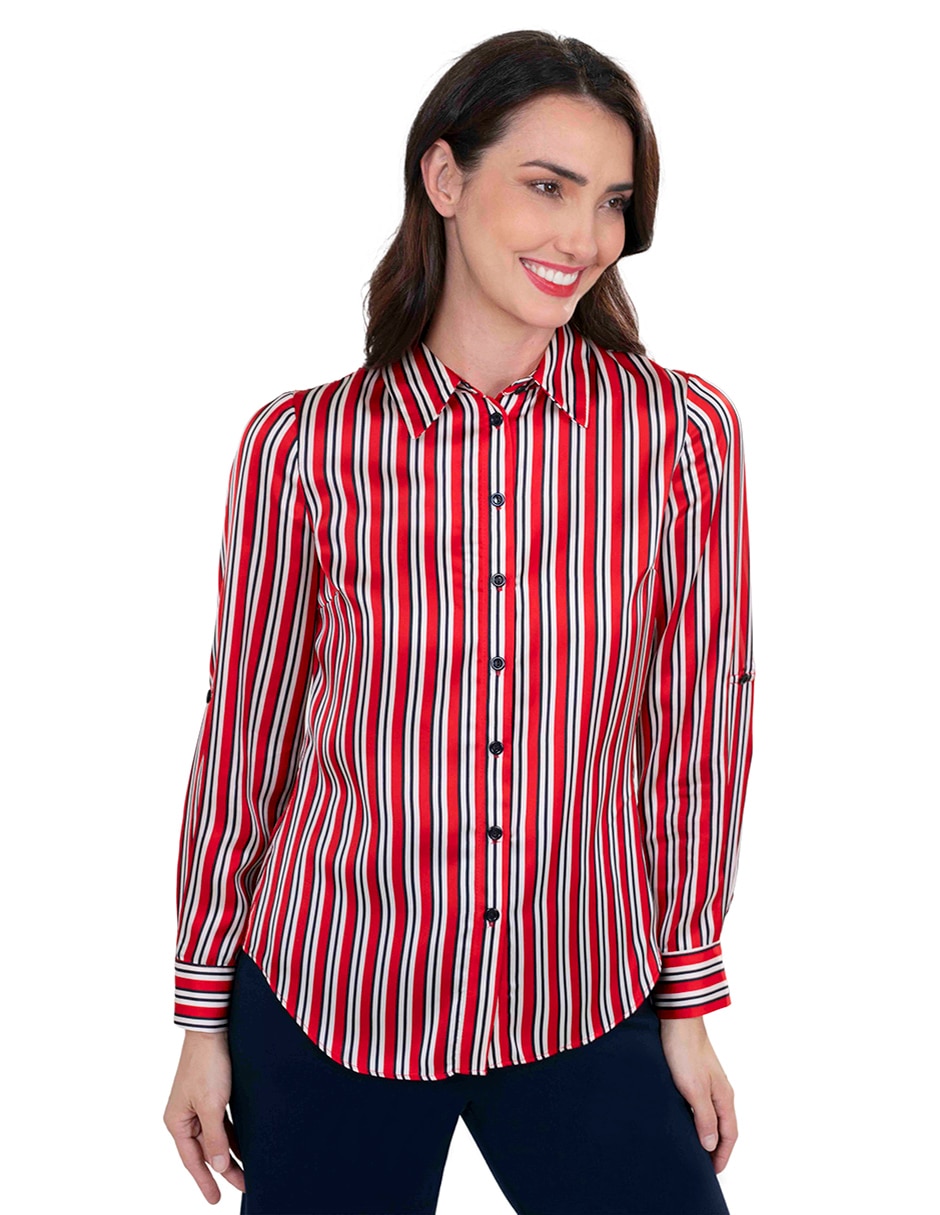 Blusa camisera manga larga para mujer
