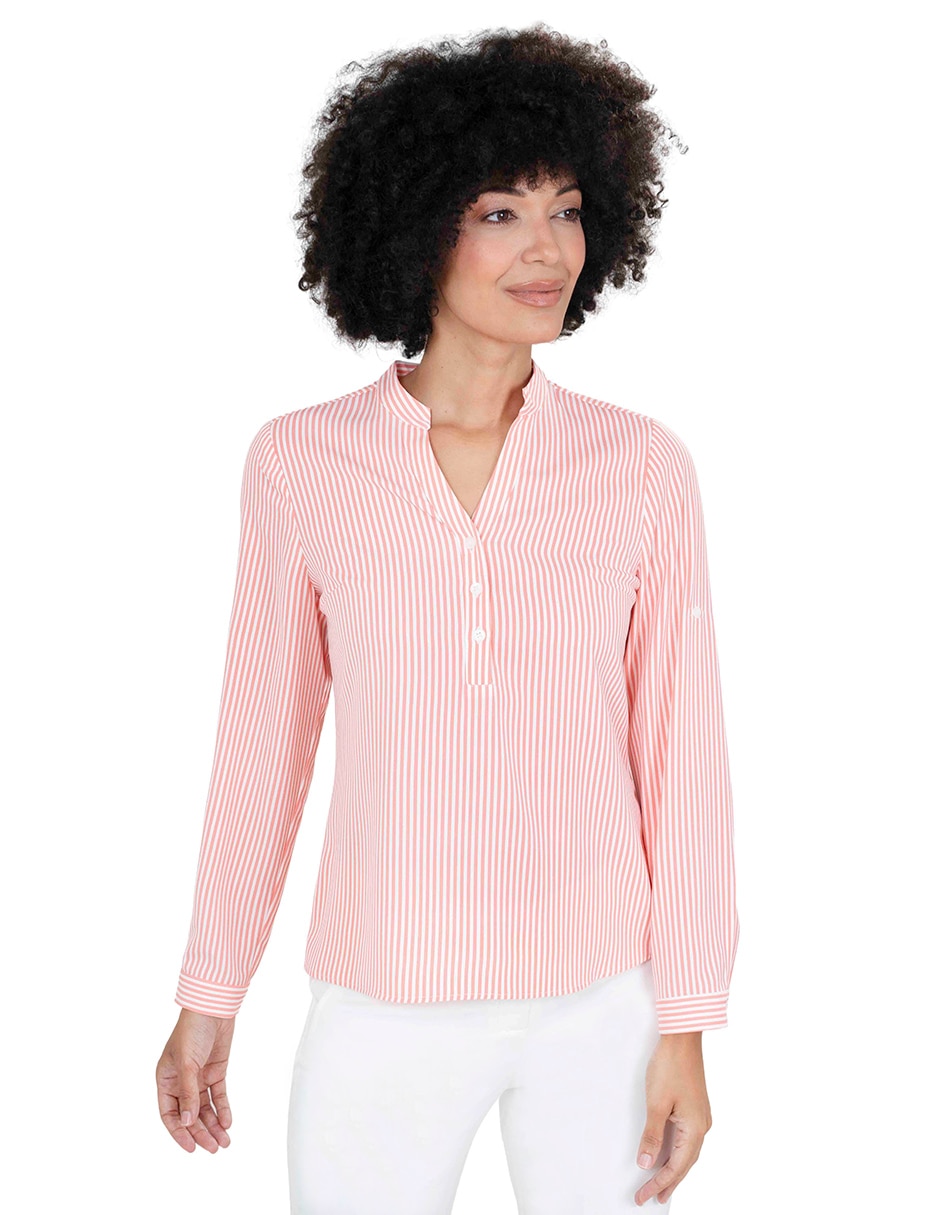 Blusa camisera manga larga para mujer