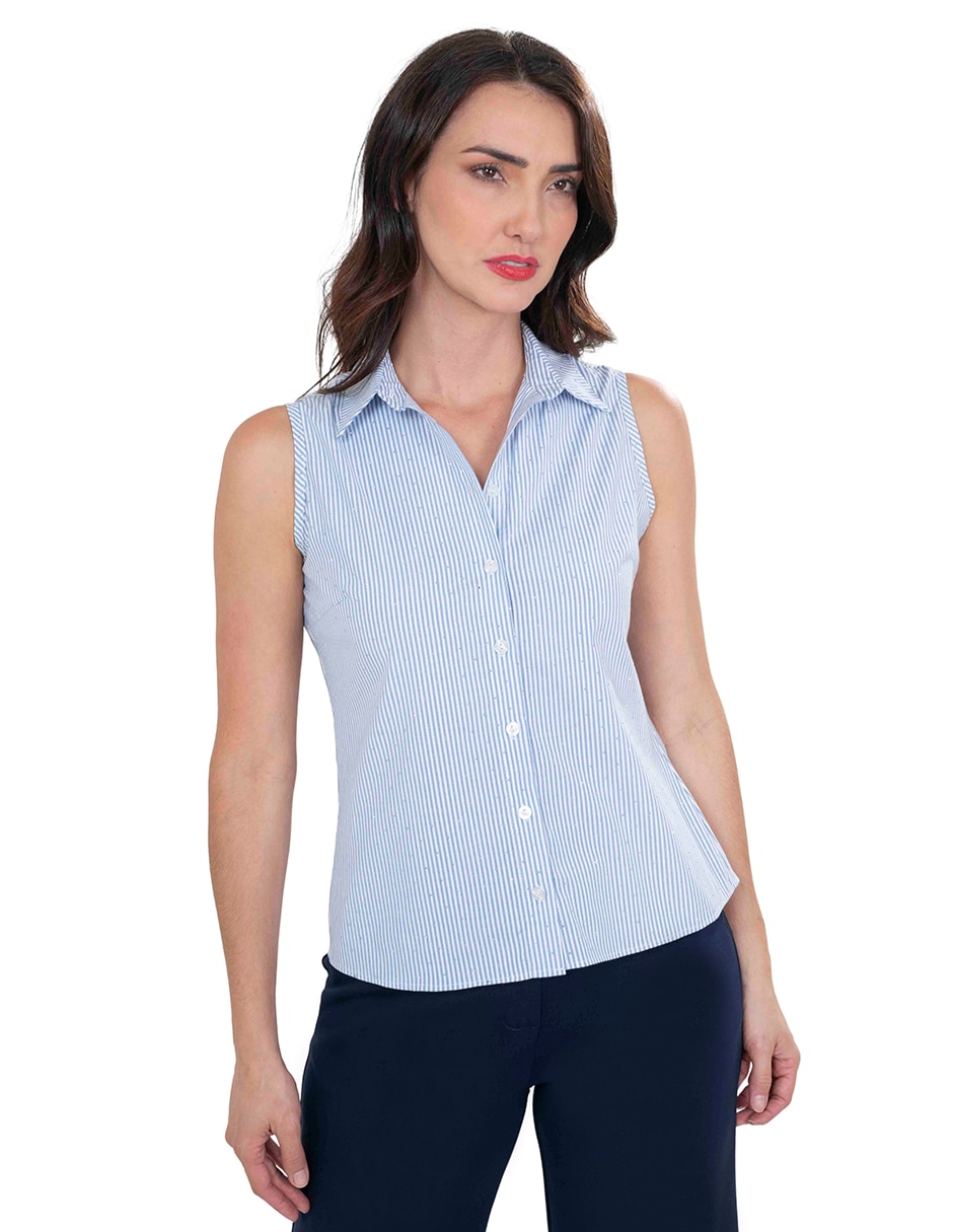 Blusa camisera sin manga para mujer