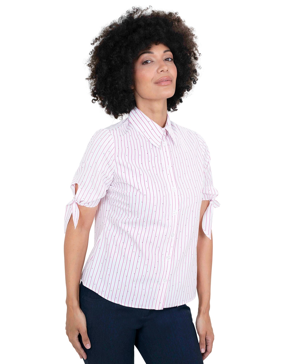 Blusa camisera manga corta para mujer