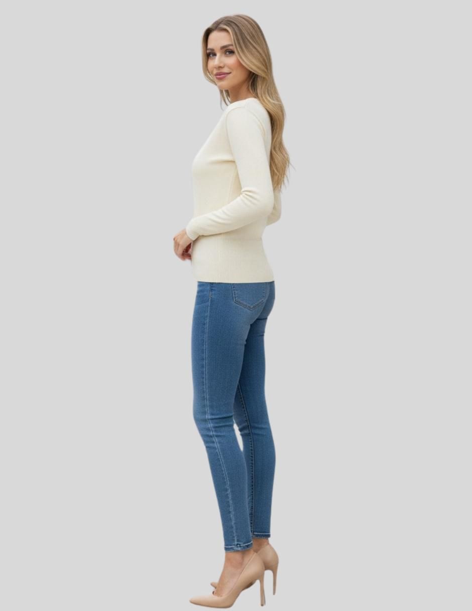 Suéter cuello V para mujer 2