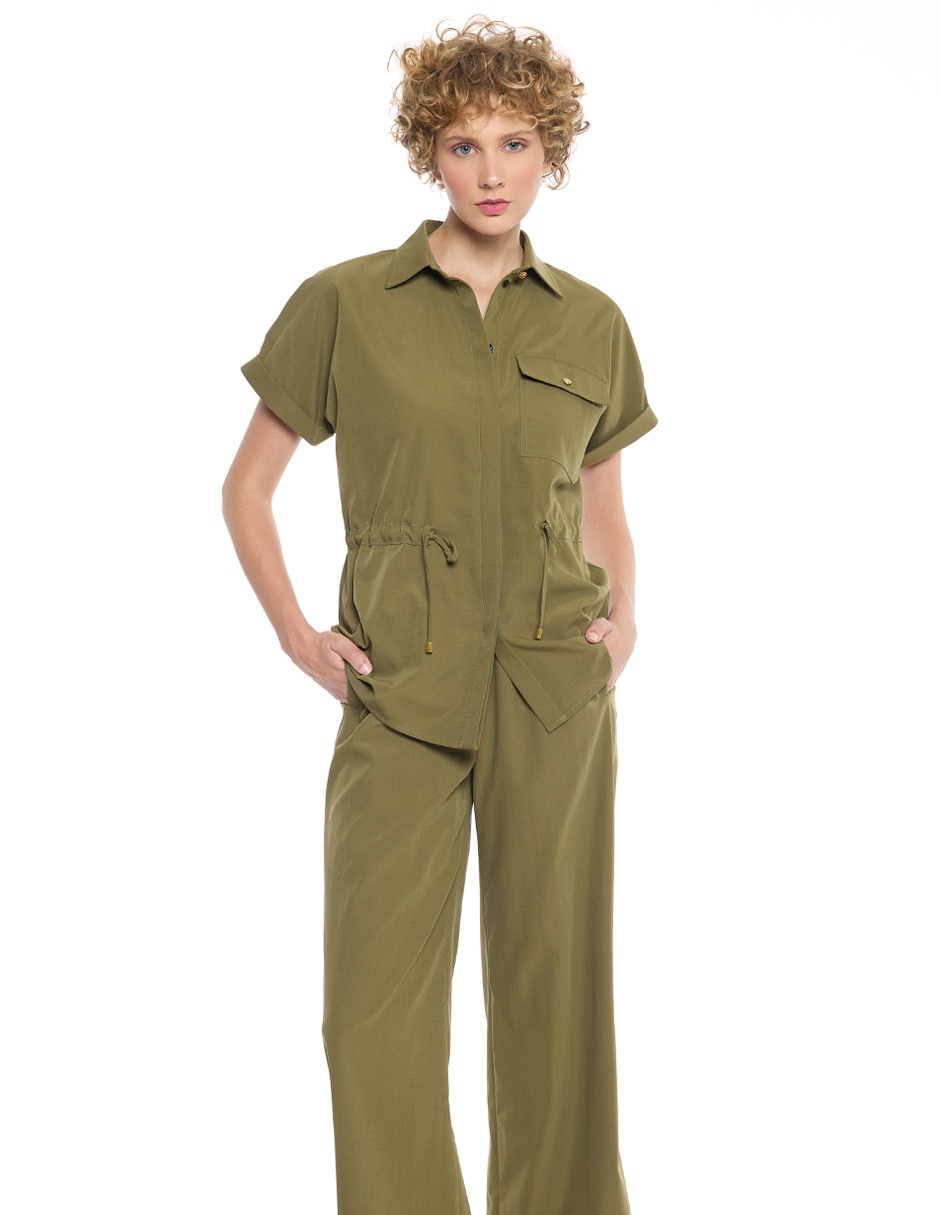 Blusa camisera Mylah manga corta para mujer