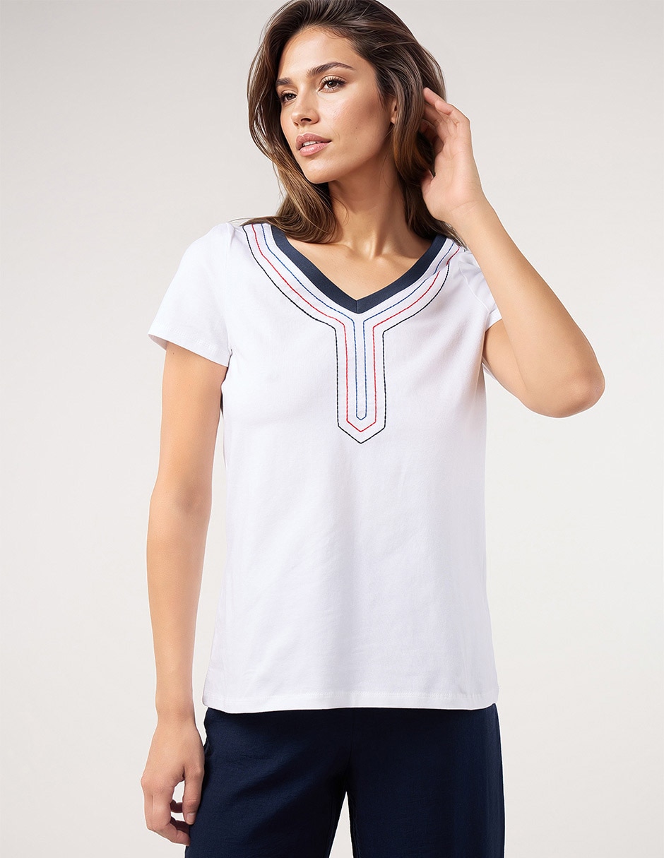 Blusa manga corta para mujer
