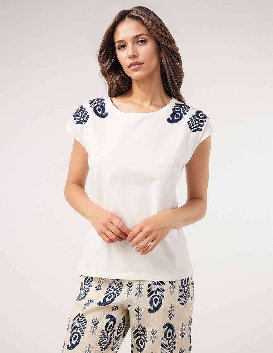 Blusa manga corta para mujer