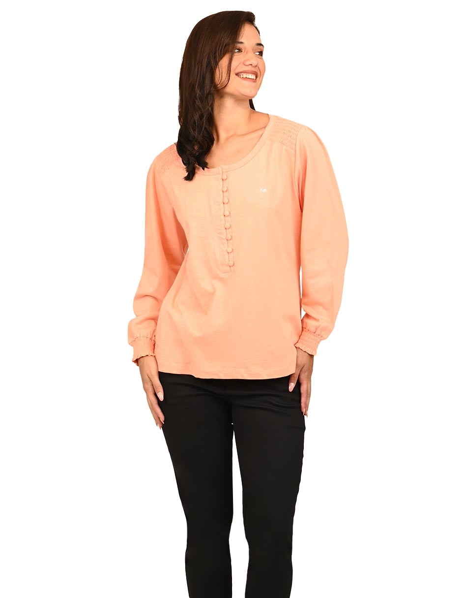 Playera manga larga cuello redondo para mujer 2