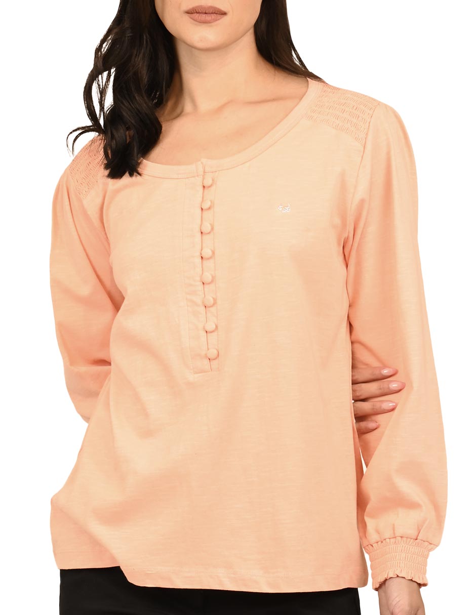 Playera manga larga cuello redondo para mujer 3