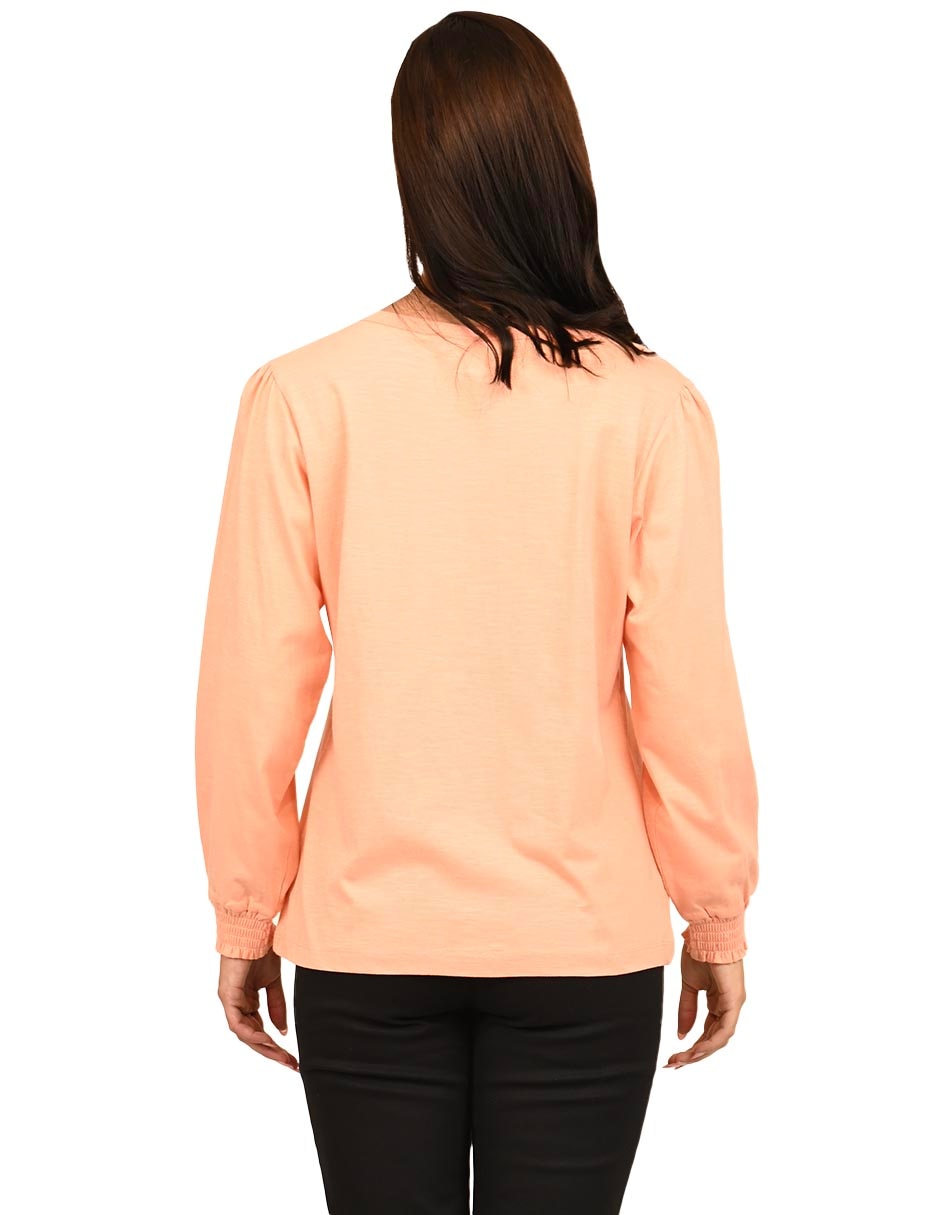 Playera manga larga cuello redondo para mujer 4