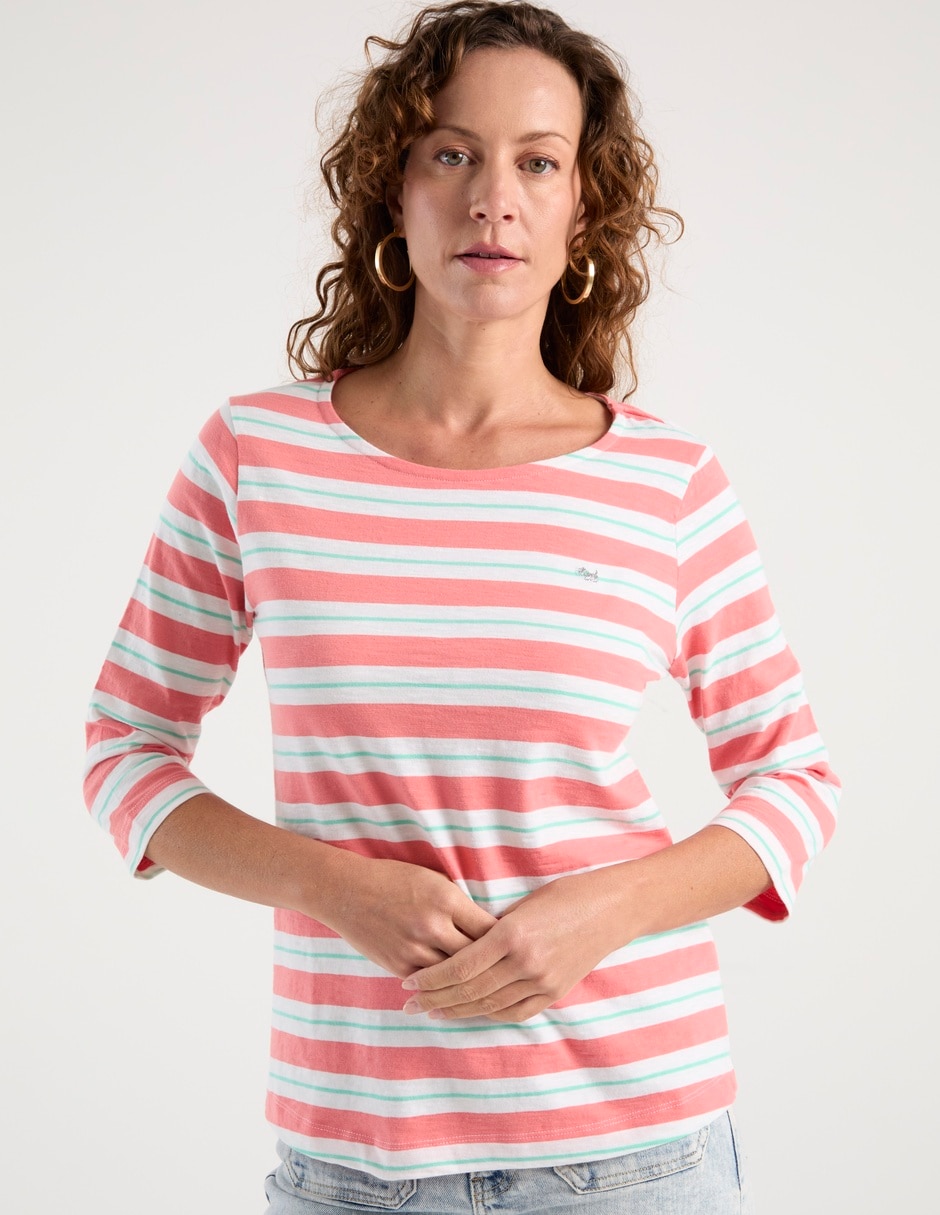 Playera manga 3/4 cuello redondo para mujer 2