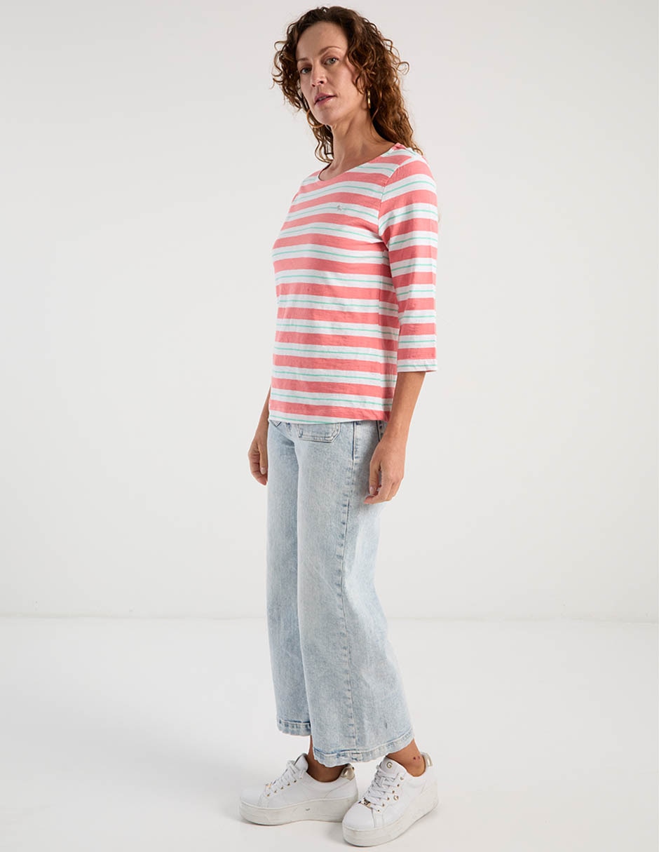 Playera manga 3/4 cuello redondo para mujer 3