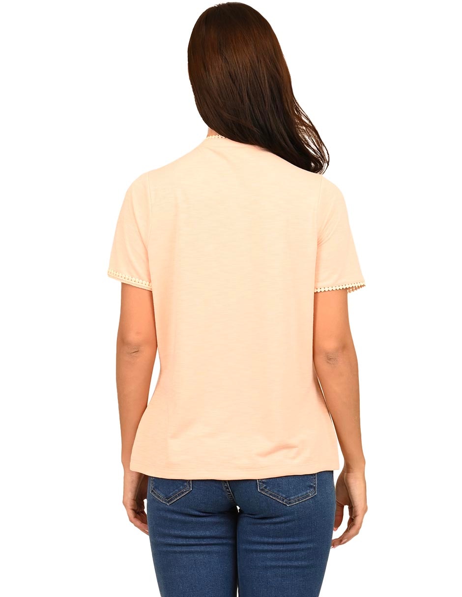 Playera manga corta cuello con amarre para mujer 4