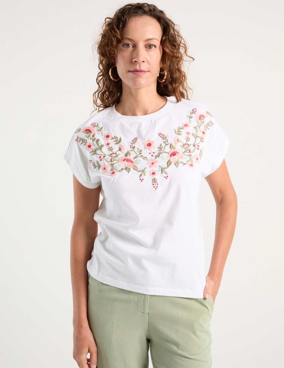Playera manga corta cuello redondo para mujer