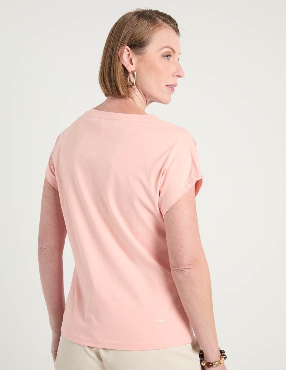 Playera manga corta cuello redondo para mujer 6