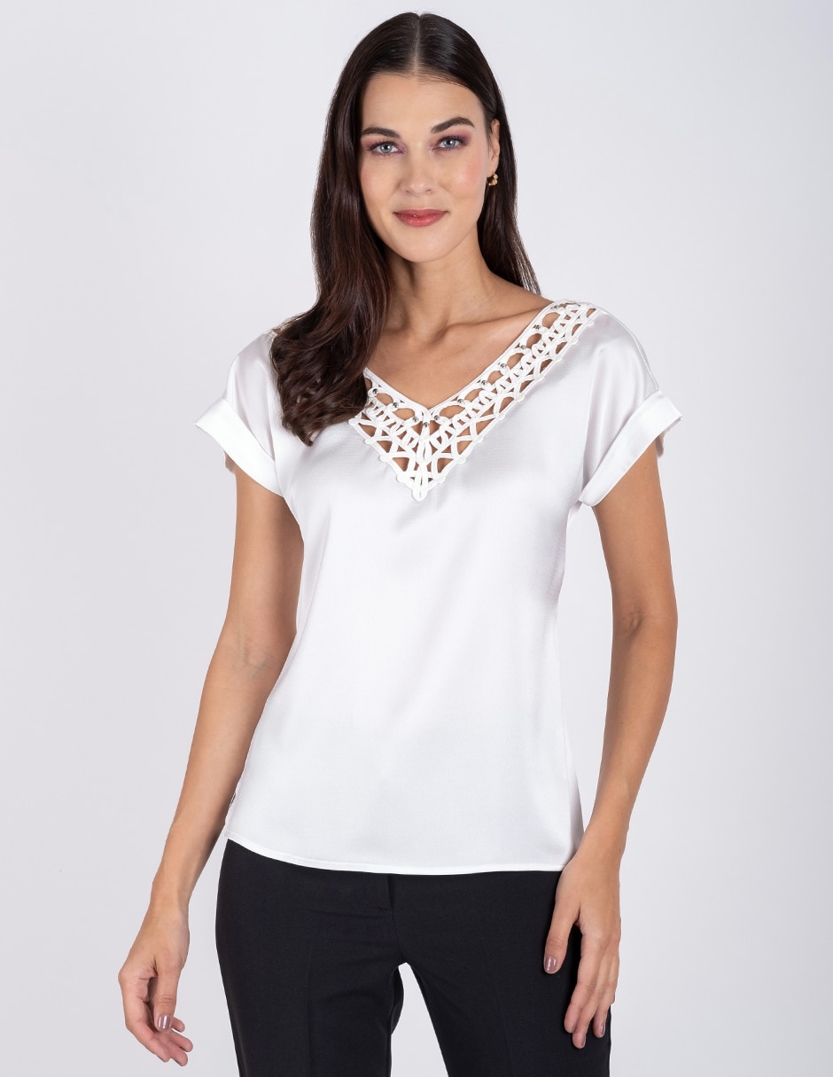 Blusa manga corta para mujer