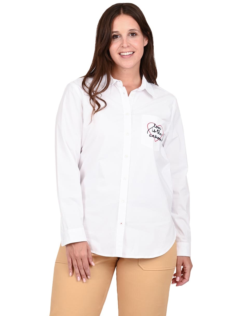 Blusa camisera manga larga para mujer