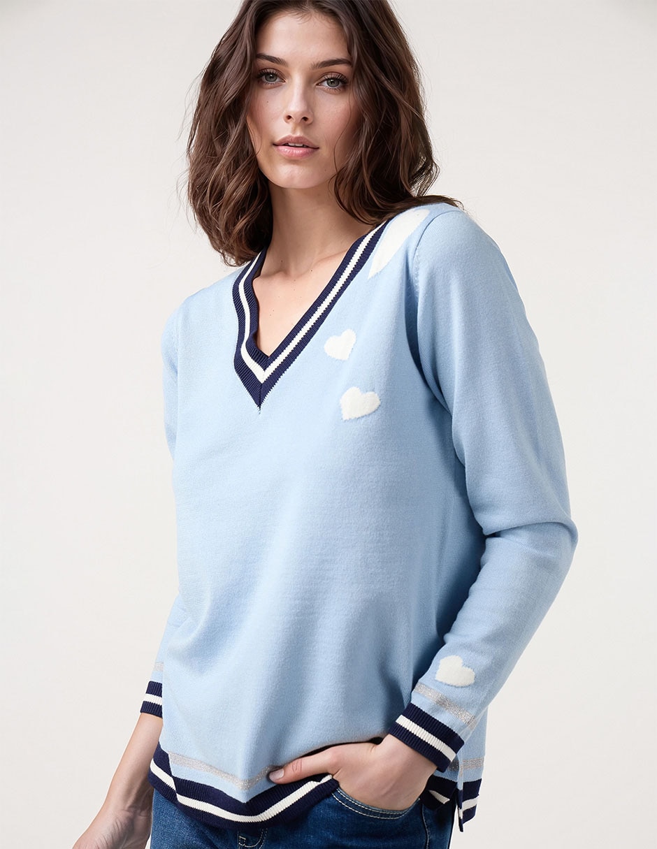 Suéter cuello V para mujer