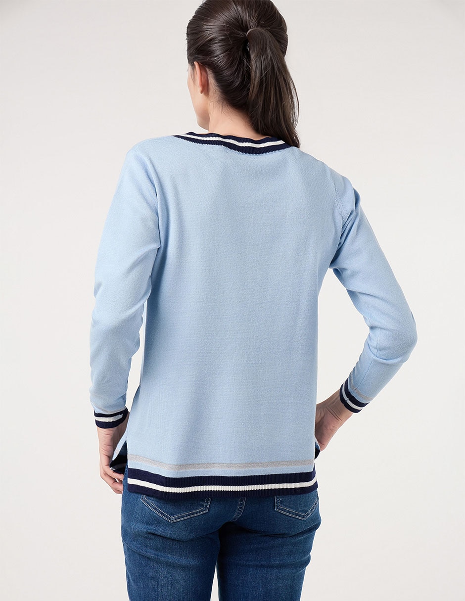 Suéter cuello V para mujer 2