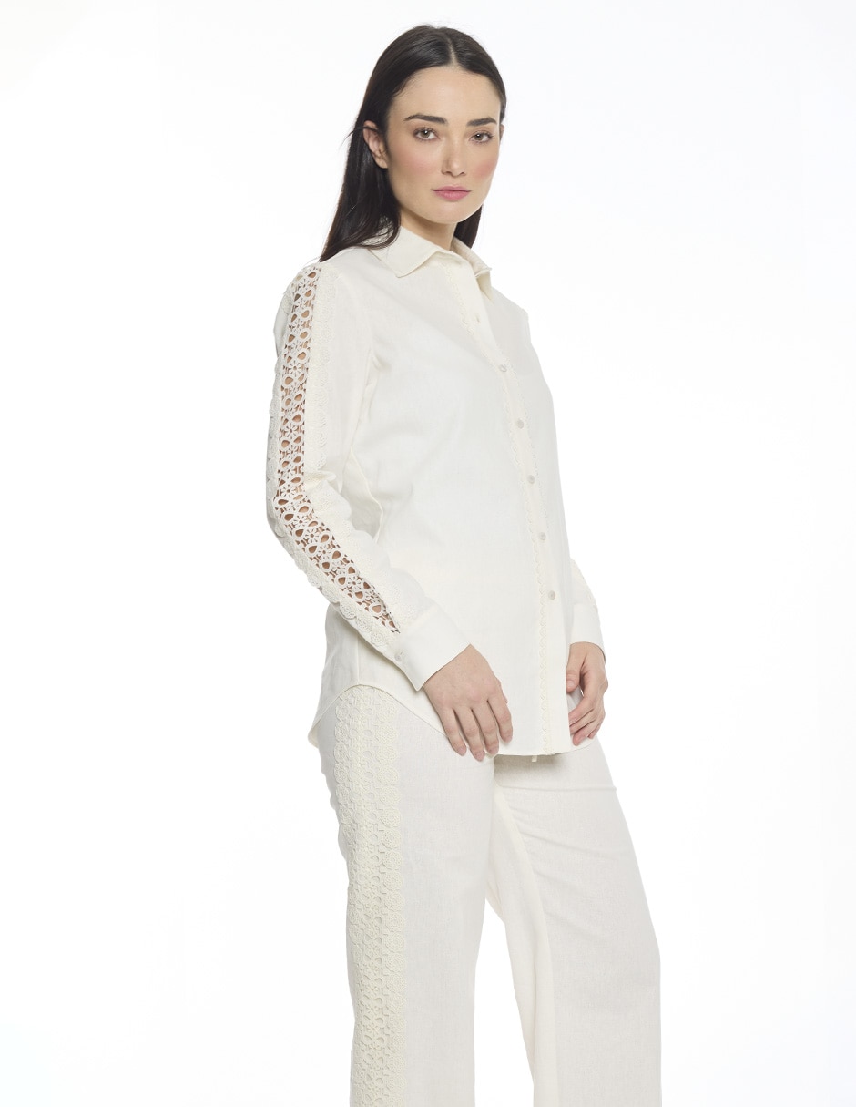 Blusa camisera Foley´s Hazel manga larga para mujer 3