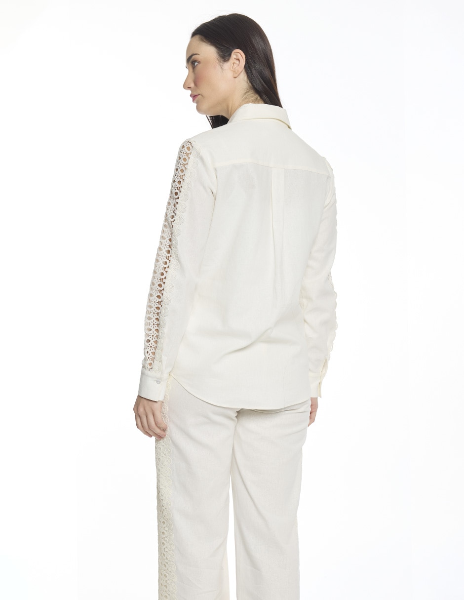 Blusa camisera Foley´s Hazel manga larga para mujer 4