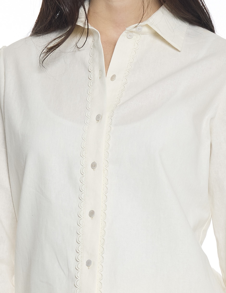 Blusa camisera Foley´s Hazel manga larga para mujer 5
