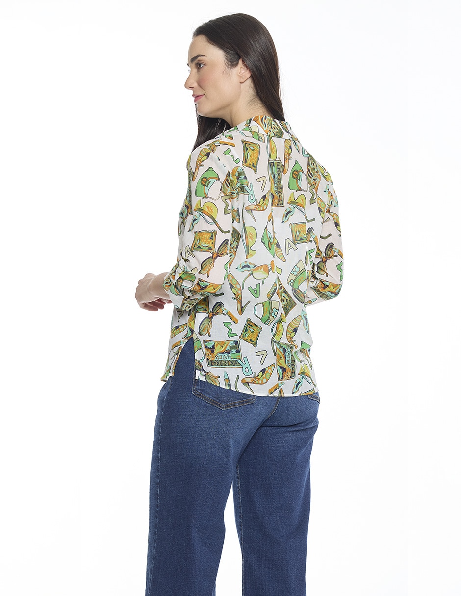 Blusa camisera Esenciales manga 3/4 para mujer 3