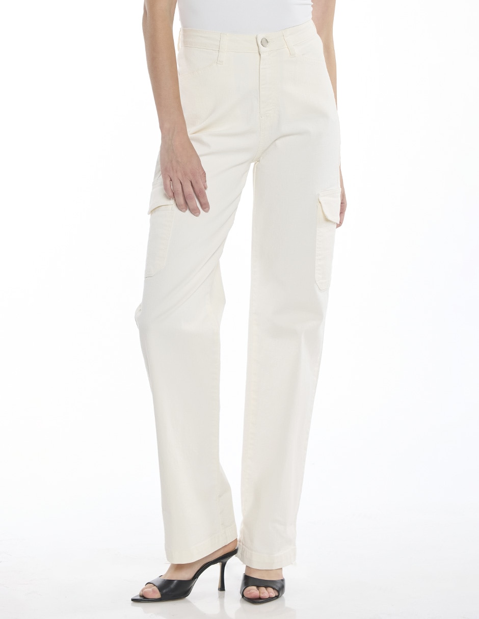 Jeans cargo straight para mujer