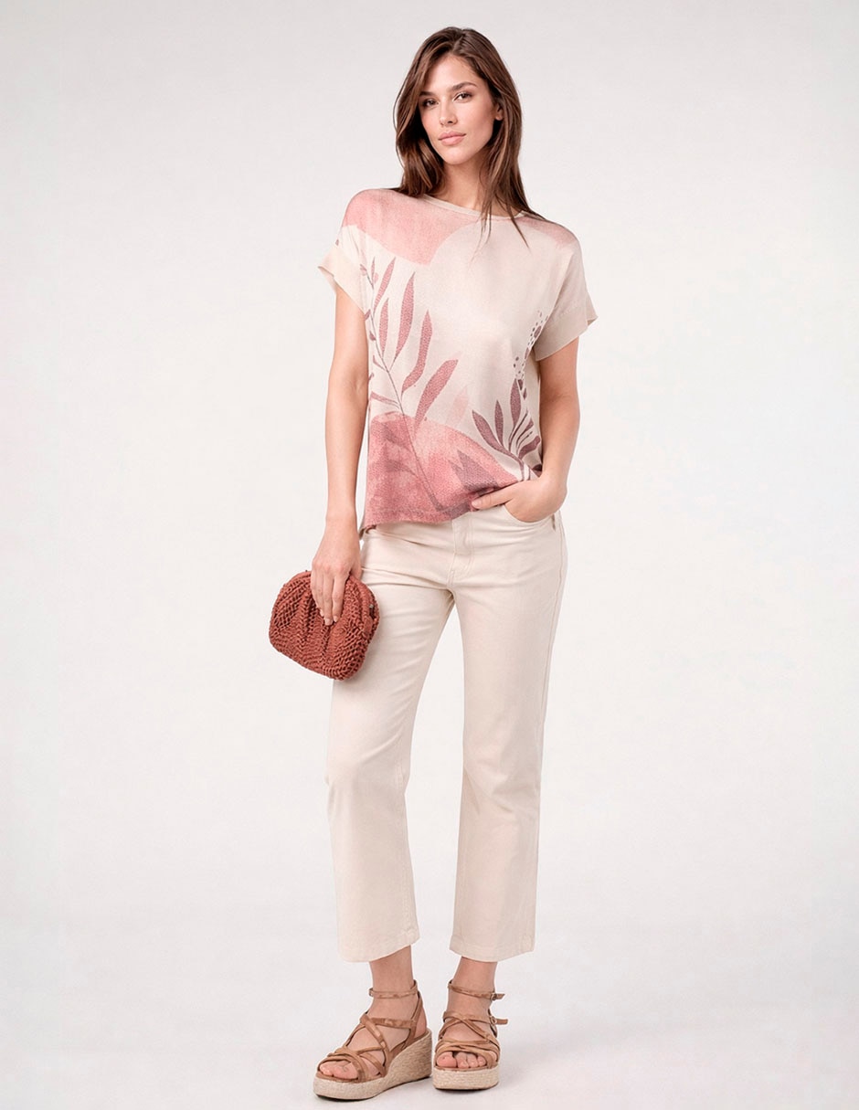 Playera manga corta cuello redondo para mujer 4
