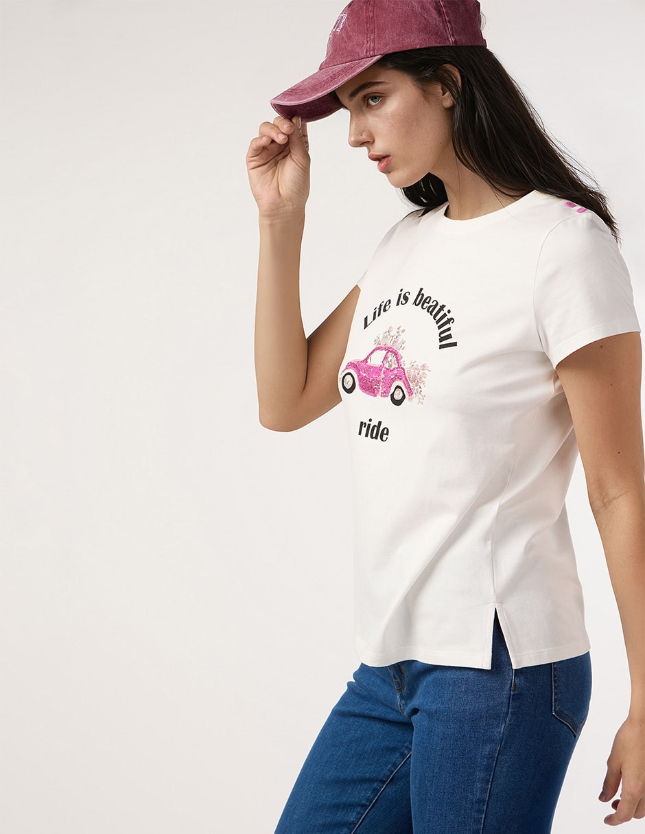 Playera manga corta cuello redondo para mujer 3