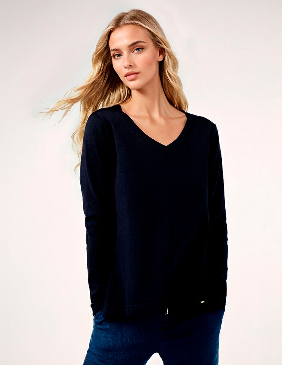 Suéter cuello V para mujer