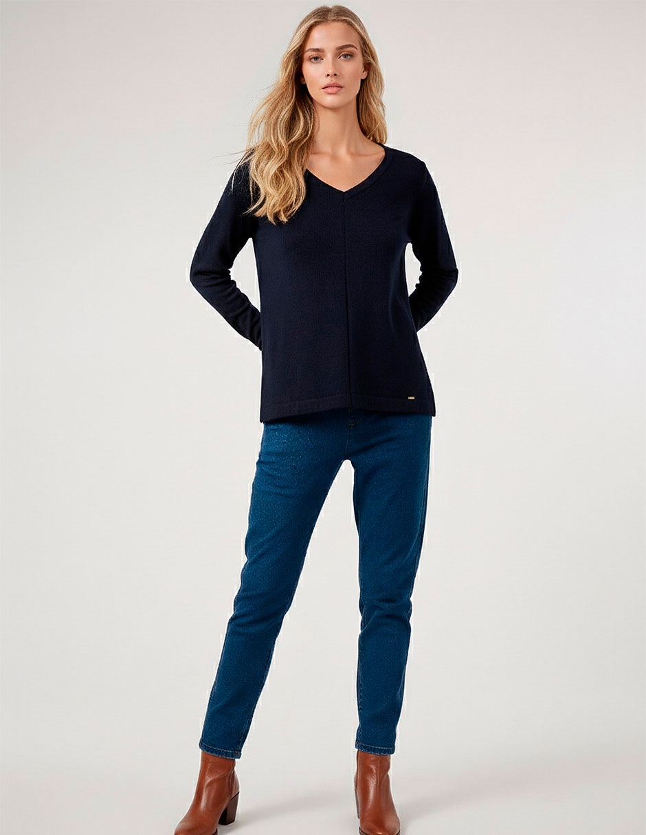 Suéter cuello V para mujer 4